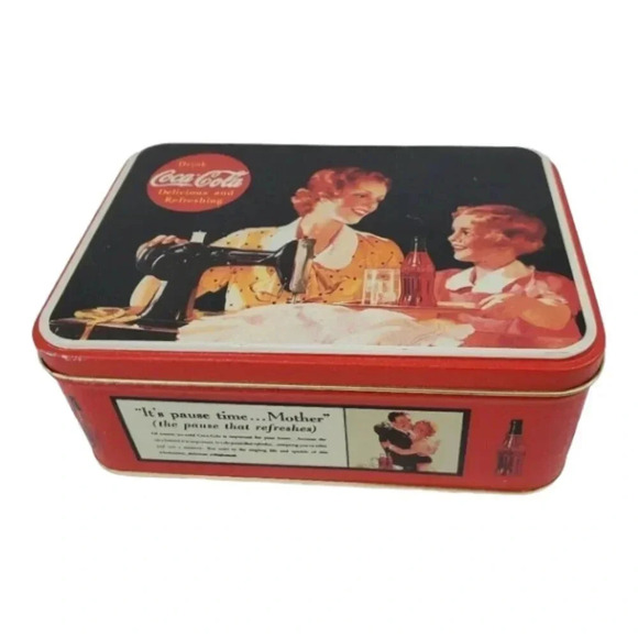 1997 Pause Time Coca Cola Sewing Tin Coca Cola 90s Vintage Collectible TinBox 63 - Picture 6 of 12